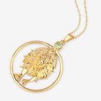 Peridot Leo Pendant 0.22 Carats Gold Plated Silver