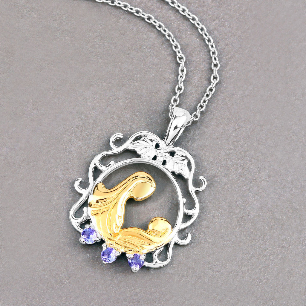 Tanzanite Mom Pendant 0.1 Carats Gold Plated Silver