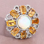 Opal Ring With Citrine 7.14 Carats Sterling Silver
