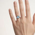 Swiss Blue Topaz Ring With Black Diamonds 2.02 Carats Sterling Silver