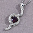 Garnet Snake Pendant 0.98 Carats Sterling Silver
