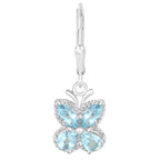Blue Topaz Butterfly Earrings 2.58 Carats Sterling Silver