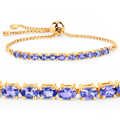 Tanzanite Bracelet 2.28 Carats Gold Plated Silver