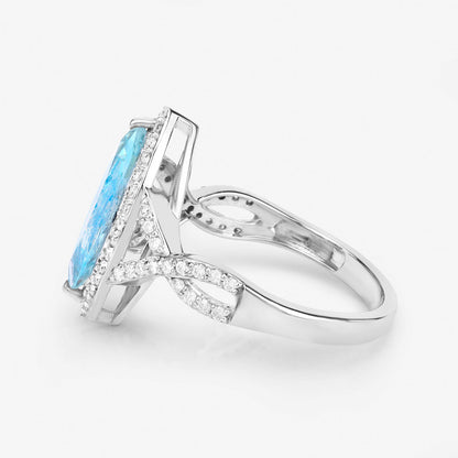 Aquamarine Ring With Diamonds 2.24 Carats 14K White Gold
