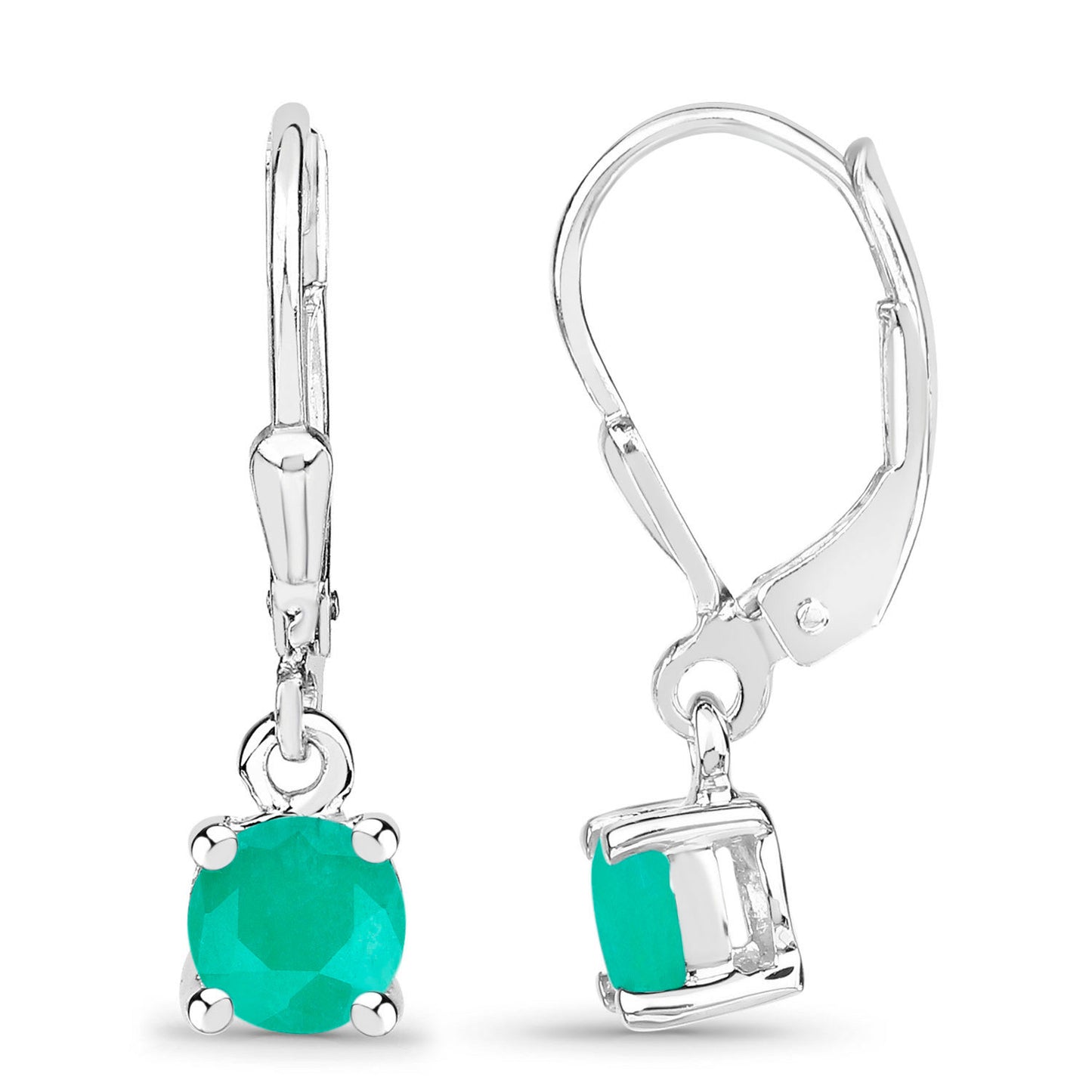 Natural Emerald Earrings 0.9 Carats Sterling Silver