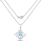 Swiss Blue Topaz Pendant 6.08 Carats Sterling Silver