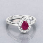 Ruby Ring With Diamonds 0.86 Carats 14K White Gold