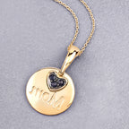 Blue Sapphire Mother Pendant 0.18 Carats Gold Plated Silver