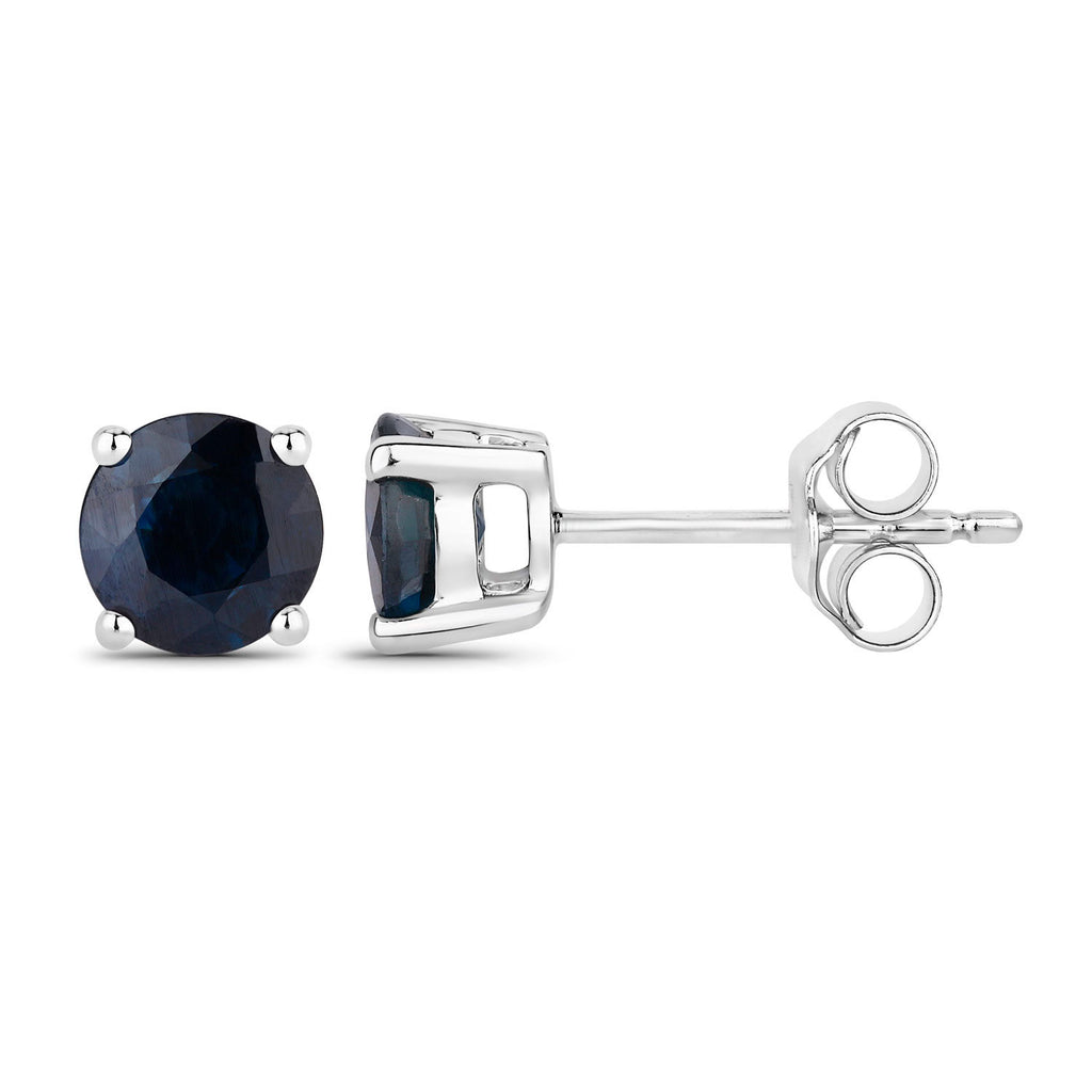 Natural Blue Sapphire Earrings 1.68 Carats 14K White Gold