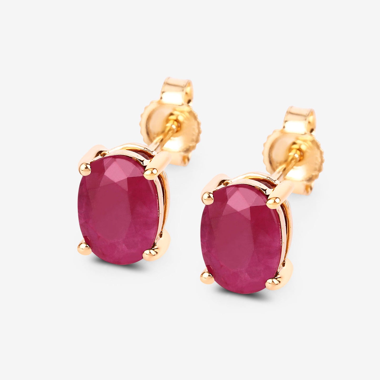 Ruby Stud Earrings 1.68 Carats 10K Yellow Gold