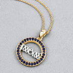 Blue Sapphire Mom Pendant 0.62 Carats Gold Plated Silver