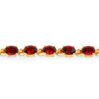 Natural Red Garnet Tennis Bracelet 11 Carats 14K Yellow Gold Plated Silver