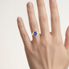 Blue Sapphire Ring With Diamonds 2.3 Carats 18K Yellow Gold