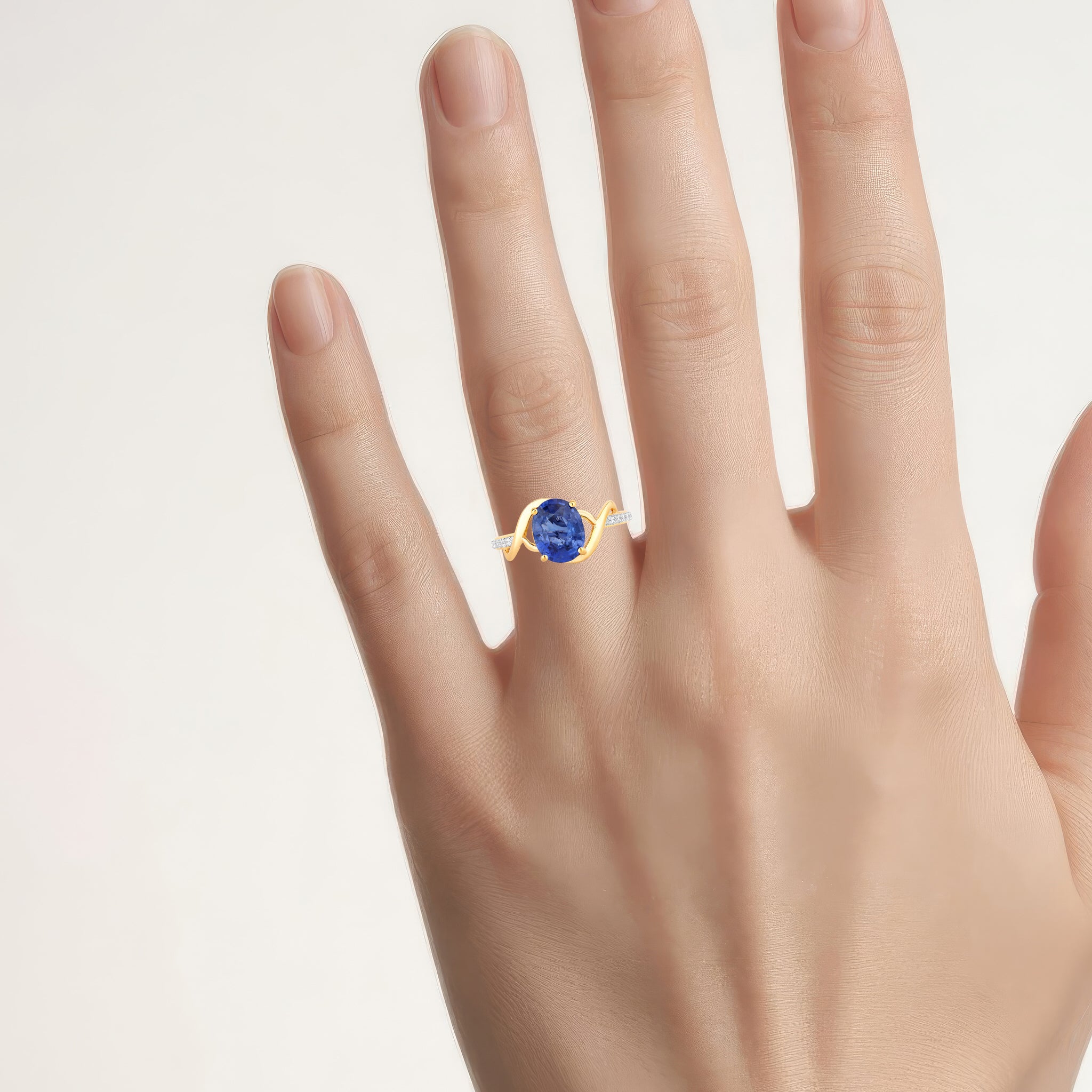 Blue Sapphire Ring With Diamonds 2.3 Carats 18K Yellow Gold