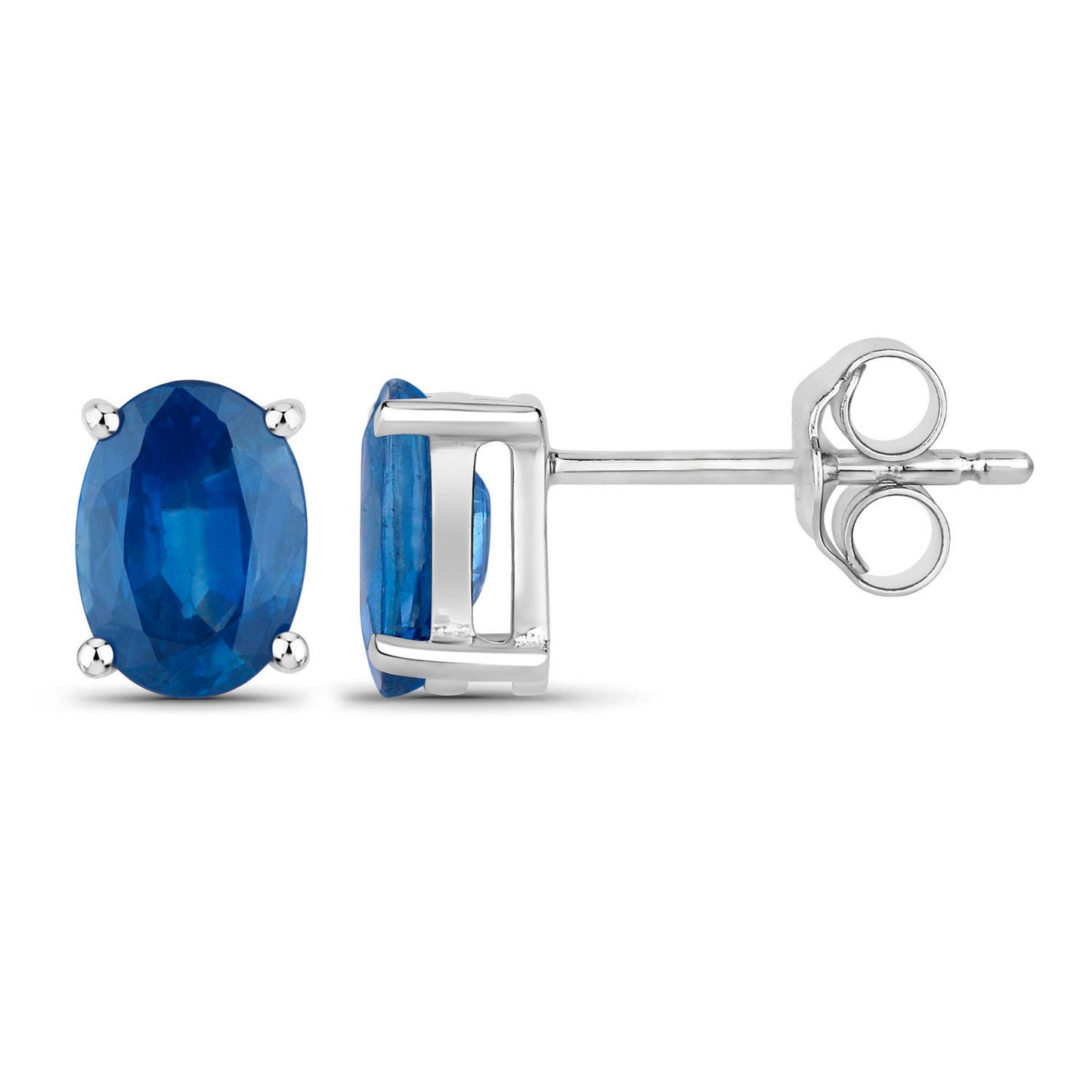 Blue Sapphire Earrings 1.88 Carats 14K White Gold