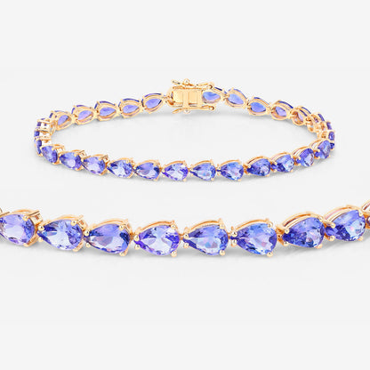Tanzanite Tennis Bracelet 10.7 Carats 14K Yellow Gold
