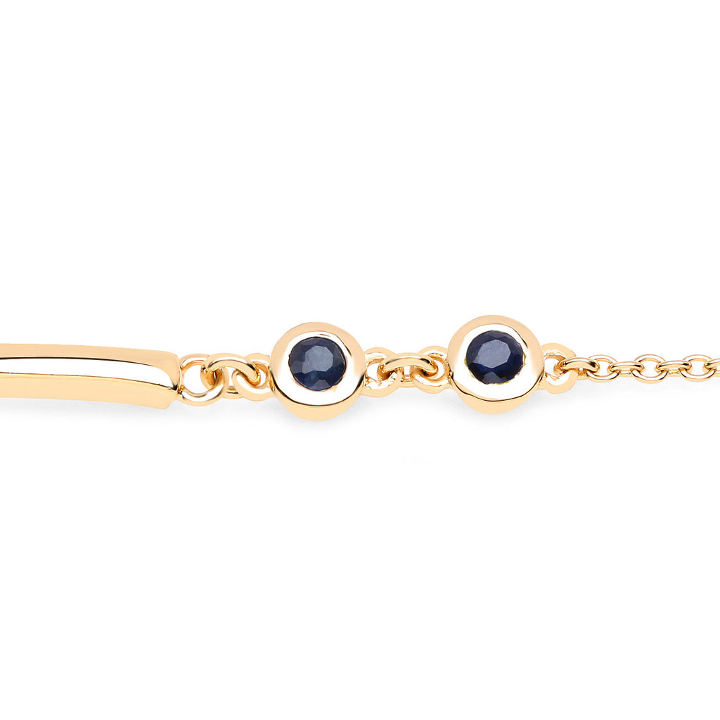 Blue Sapphire Bracelet 0.22 Carats Gold Plated Silver