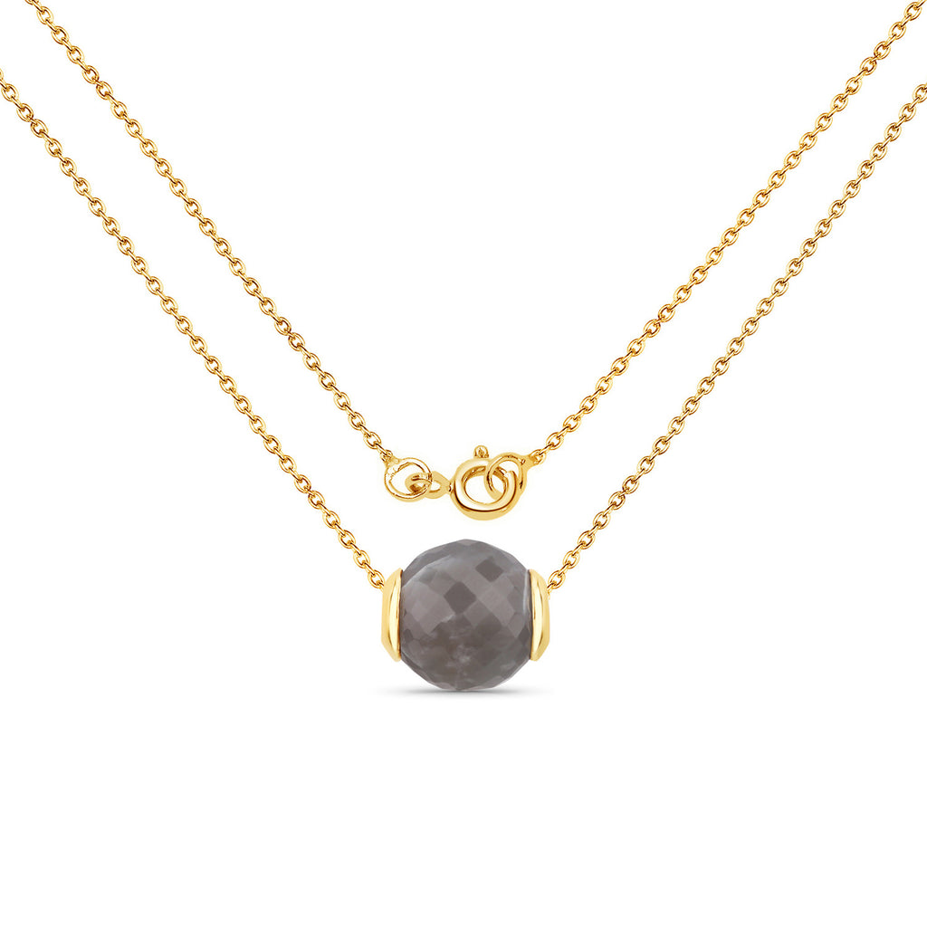 Grey Moonstone Pendant 16.7 Carats Gold Plated Silver