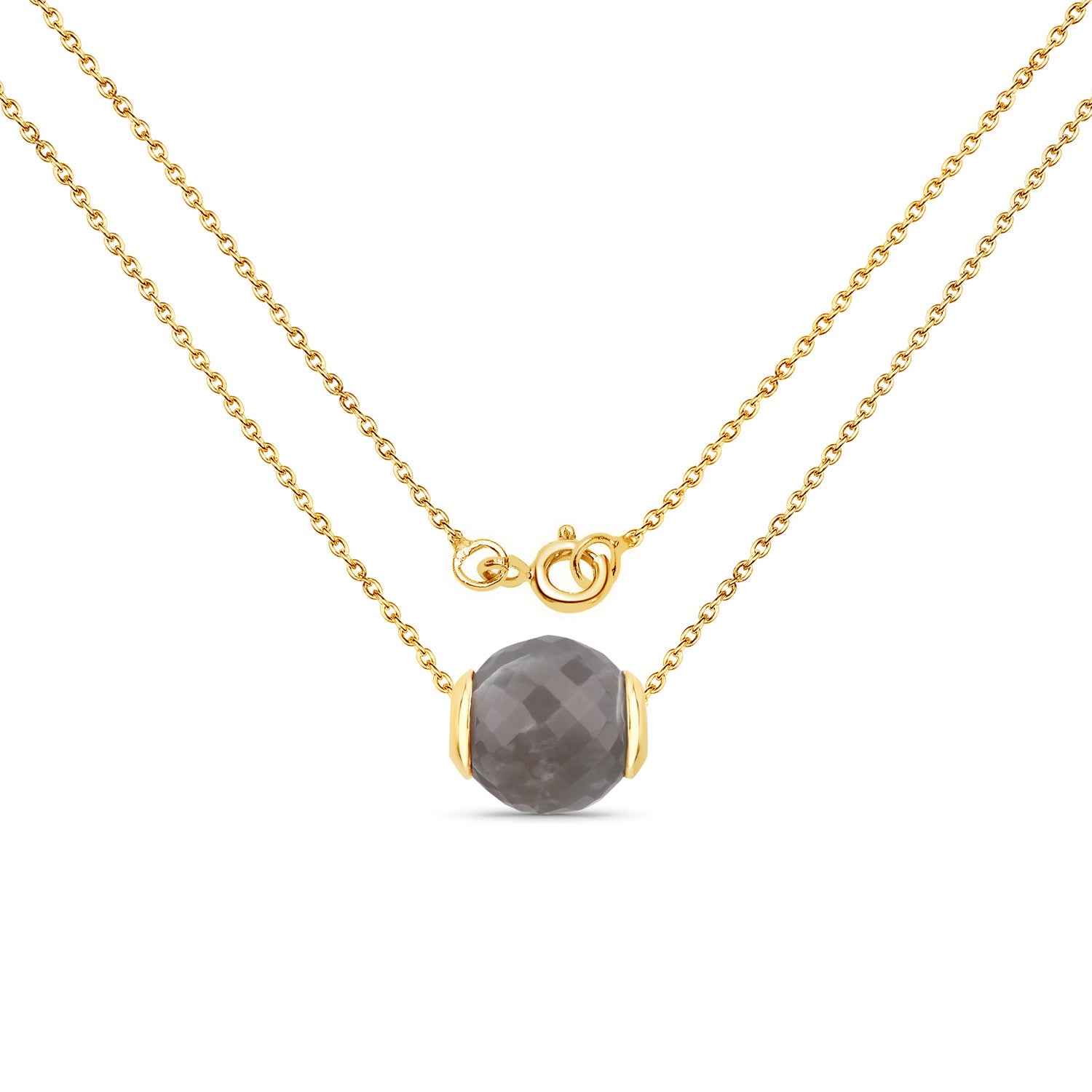 Grey Moonstone Pendant 16.7 Carats Gold Plated Silver