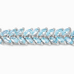 Blue Topaz Tennis Bracelet 15 Carats 18K White Gold Plated Silver