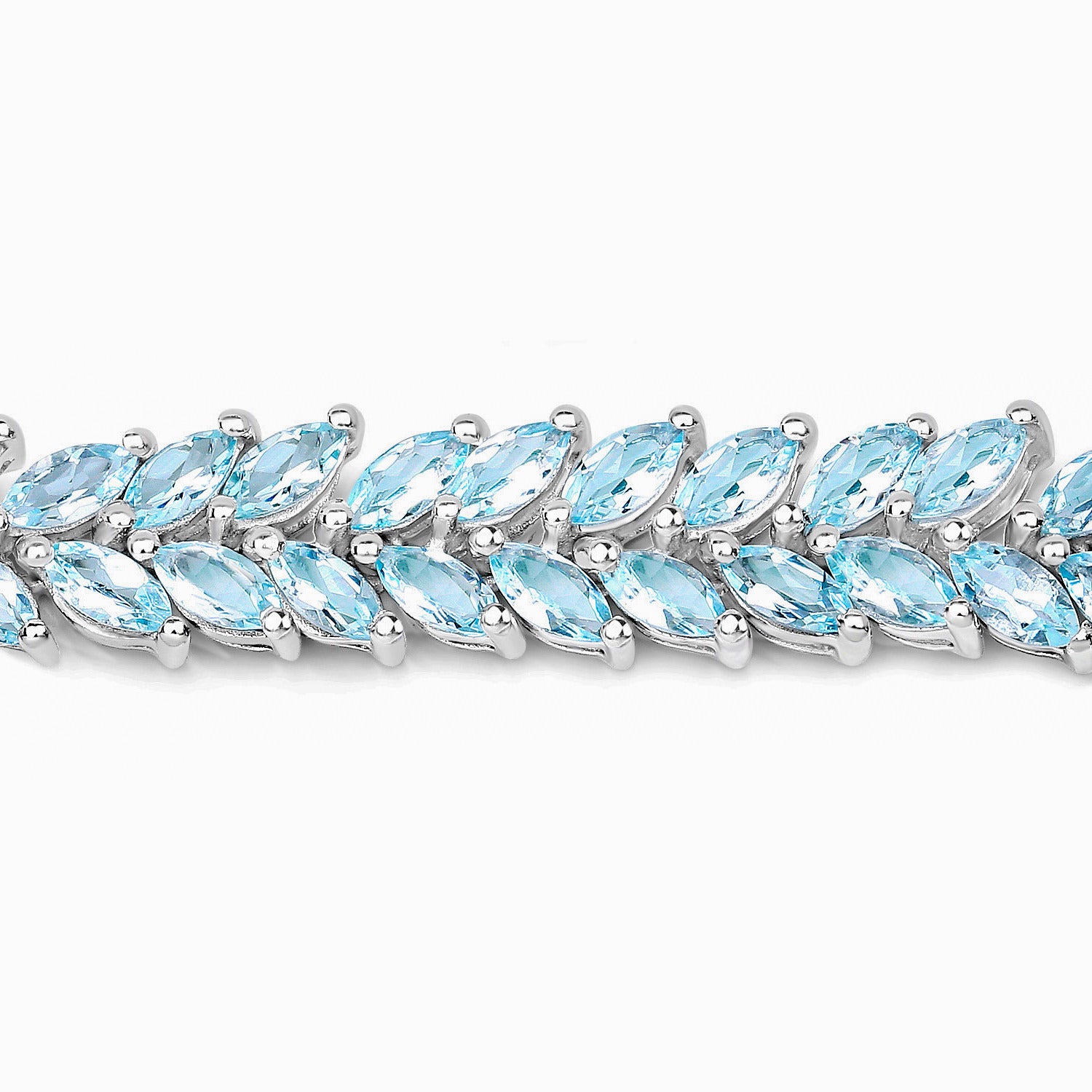 Blue Topaz Tennis Bracelet 15 Carats 18K White Gold Plated Silver
