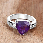 Amethyst Ring With White Topaz 2.69 Carats Sterling Silver