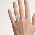 Swiss Blue Topaz Ring With White Topaz 1.06 Carats Sterling Silver
