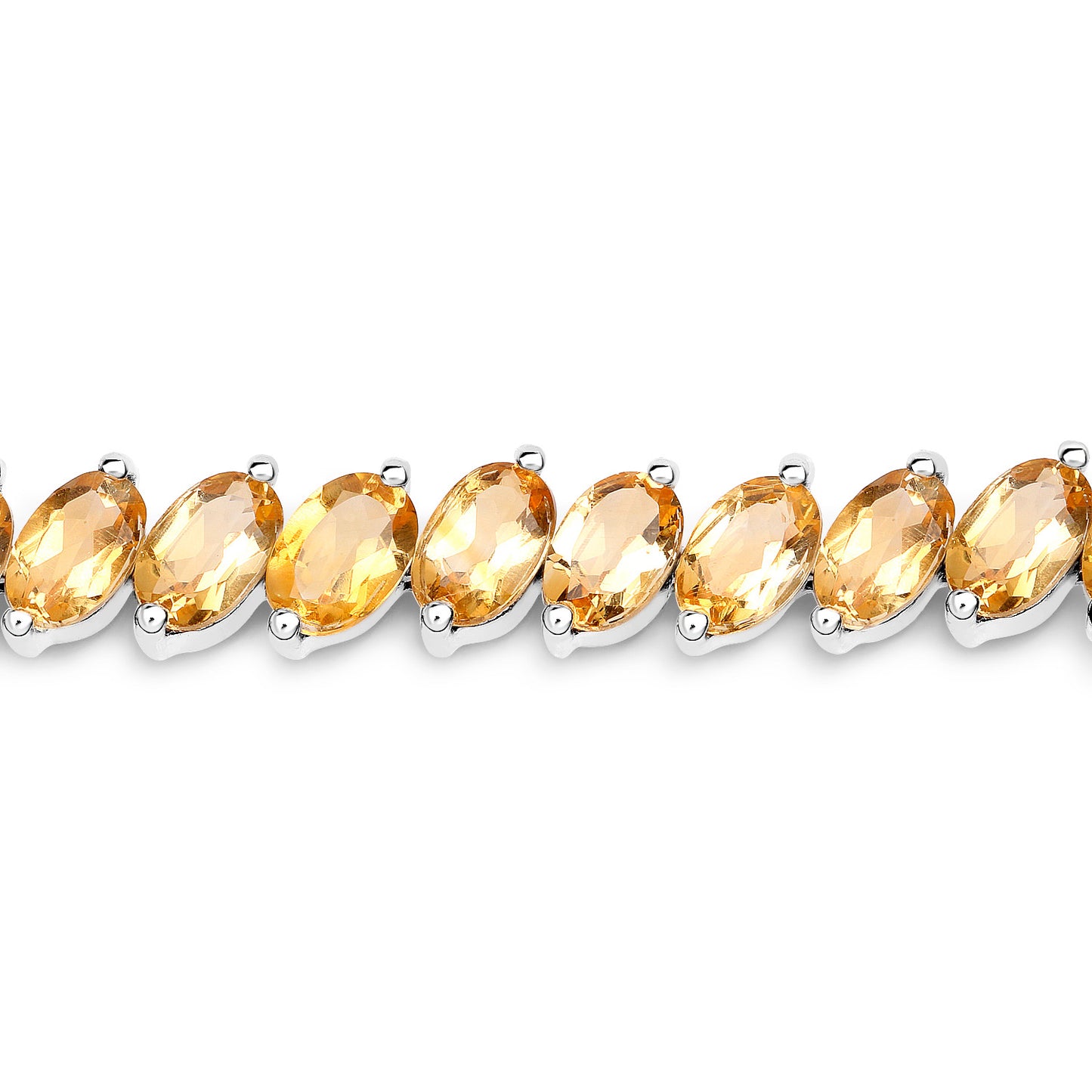 Citrine Tennis Bracelet 18 Carats 18K White Gold Plated Silver