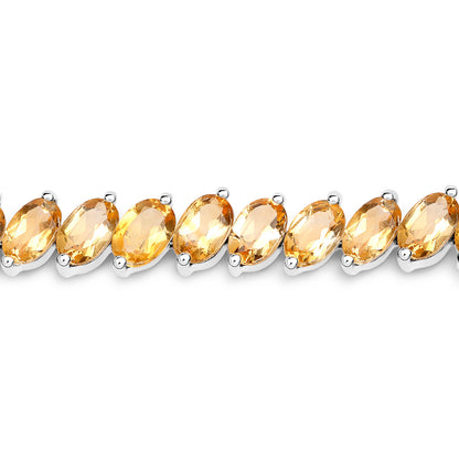 Citrine Tennis Bracelet 18 Carats 18K White Gold Plated Silver