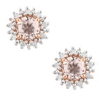 Morganite Stud Earrings With Diamonds 0.48 Carats 10K Rose Gold