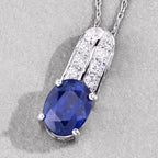 Blue Sapphire Pendant With Diamonds 2.7 Carats 18K White Gold