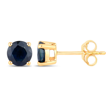 Natural Blue Sapphire Earrings 1.68 Carats 14K Yellow Gold