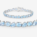 Aquamarine Tennis Bracelet 16.1 Carats Sterling Silver