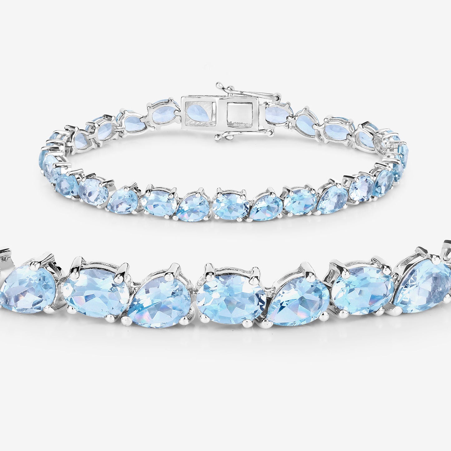 Aquamarine Tennis Bracelet 16.1 Carats Sterling Silver
