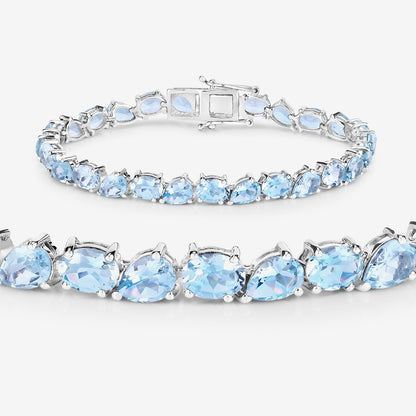 Aquamarine Tennis Bracelet 16.1 Carats Sterling Silver