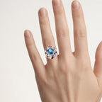 Natural Mixed Gemstones Ring 9.96 Carats Sterling Silver
