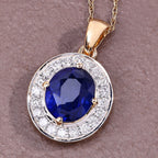 Blue Sapphire Pendant With Diamonds 2.84 Carats 18K Yellow Gold
