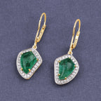 Colombian Emerald Earrings With Diamonds 6.36 Carats 14K Yellow Gold