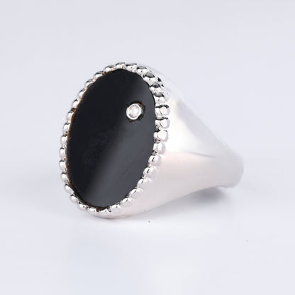 Black Onyx Ring With Diamonds 1.86 Carats Sterling Silver