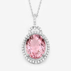 Natural Pink Tourmaline Pendant With Diamonds 3.88 Carats 14K White Gold