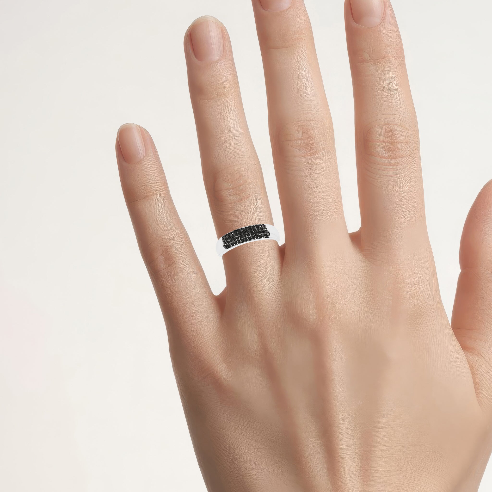 Black Diamond Ring 0.2 Carats Sterling Silver