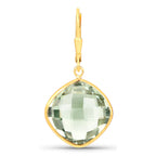 Green Amethyst Earrings 19.5 Carats 18K Yellow Gold Plated Silver