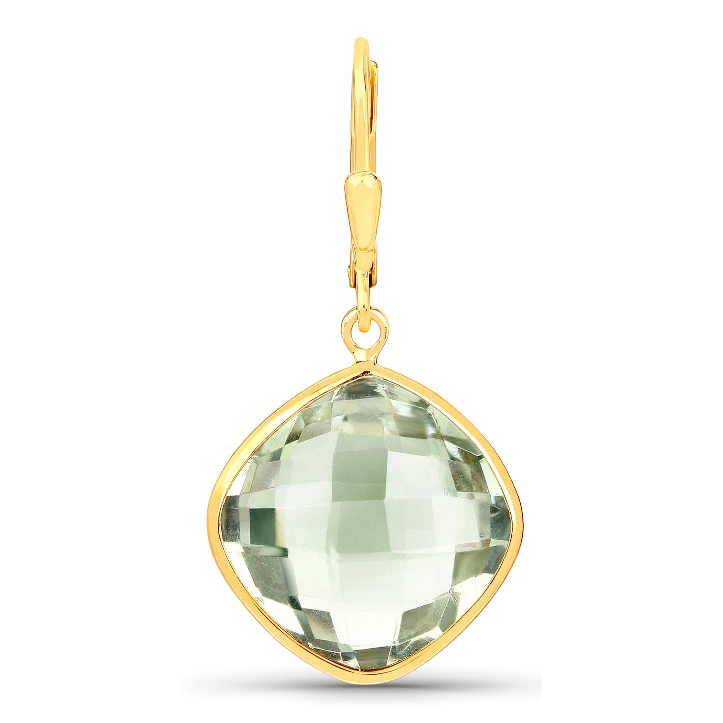 Green Amethyst Earrings 19.5 Carats 18K Yellow Gold Plated Silver