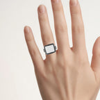 White Diamond Ring With Black Diamonds 0.58 Carats Sterling Silver