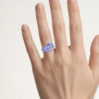 Tanzanite Flower Ring 2.8 Carats Sterling Silver