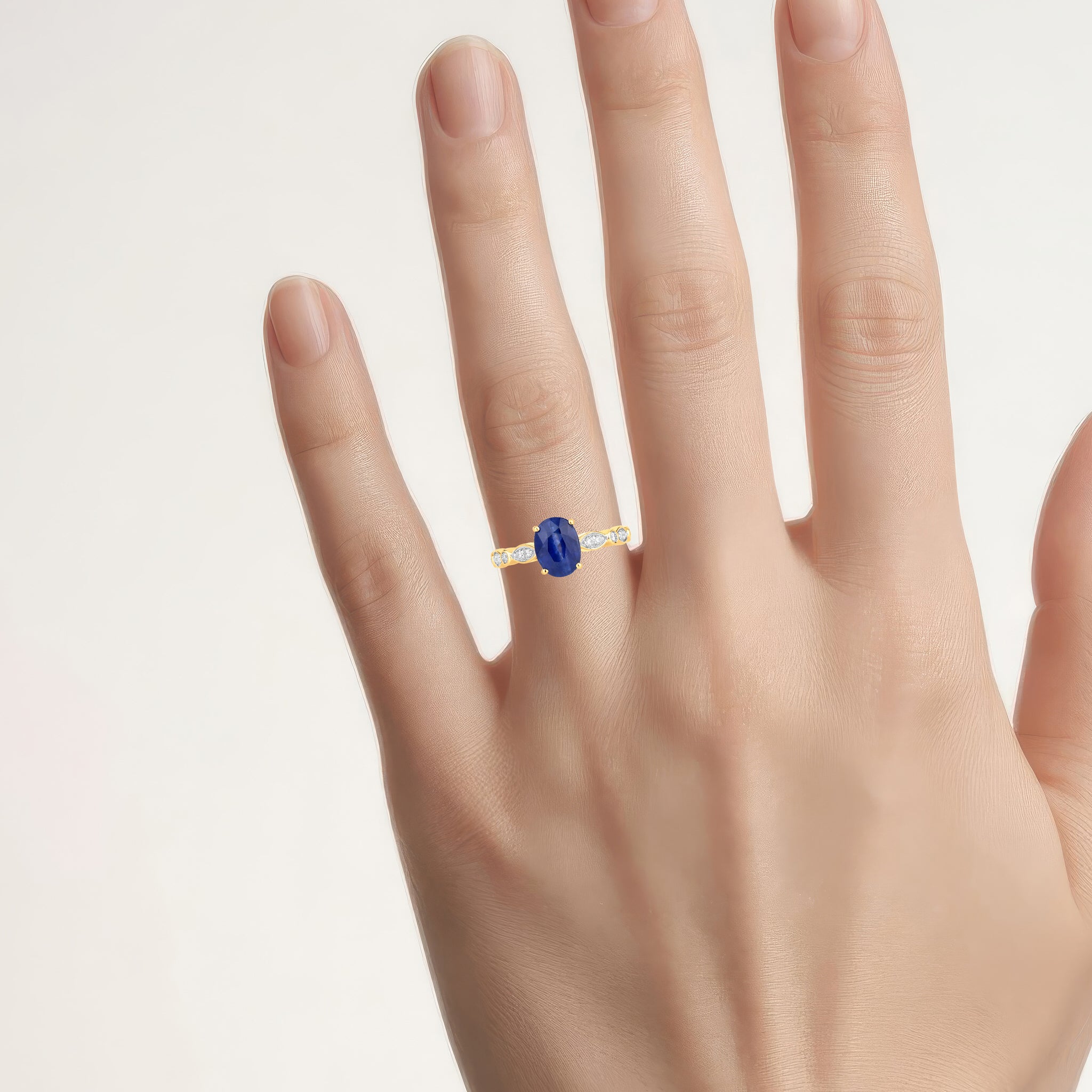 Blue Sapphire Ring With Diamonds 2.42 Carats 18K Yellow Gold