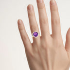 Amethyst Ring With White Topaz 4.82 Carats Gold Plated Silver
