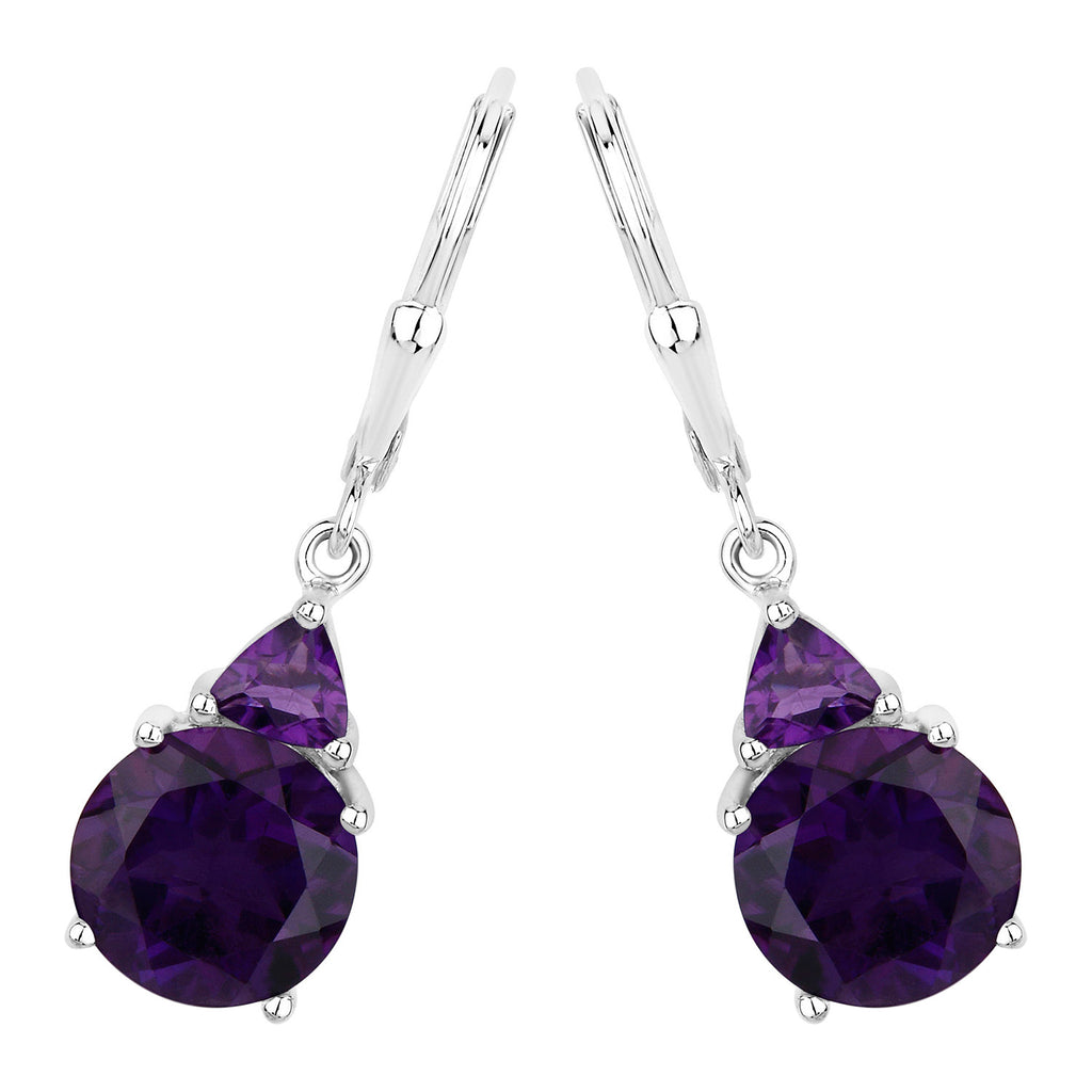 Amethyst Earrings 5.26 Carats Sterling Silver
