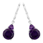 Amethyst Earrings 5.26 Carats Sterling Silver