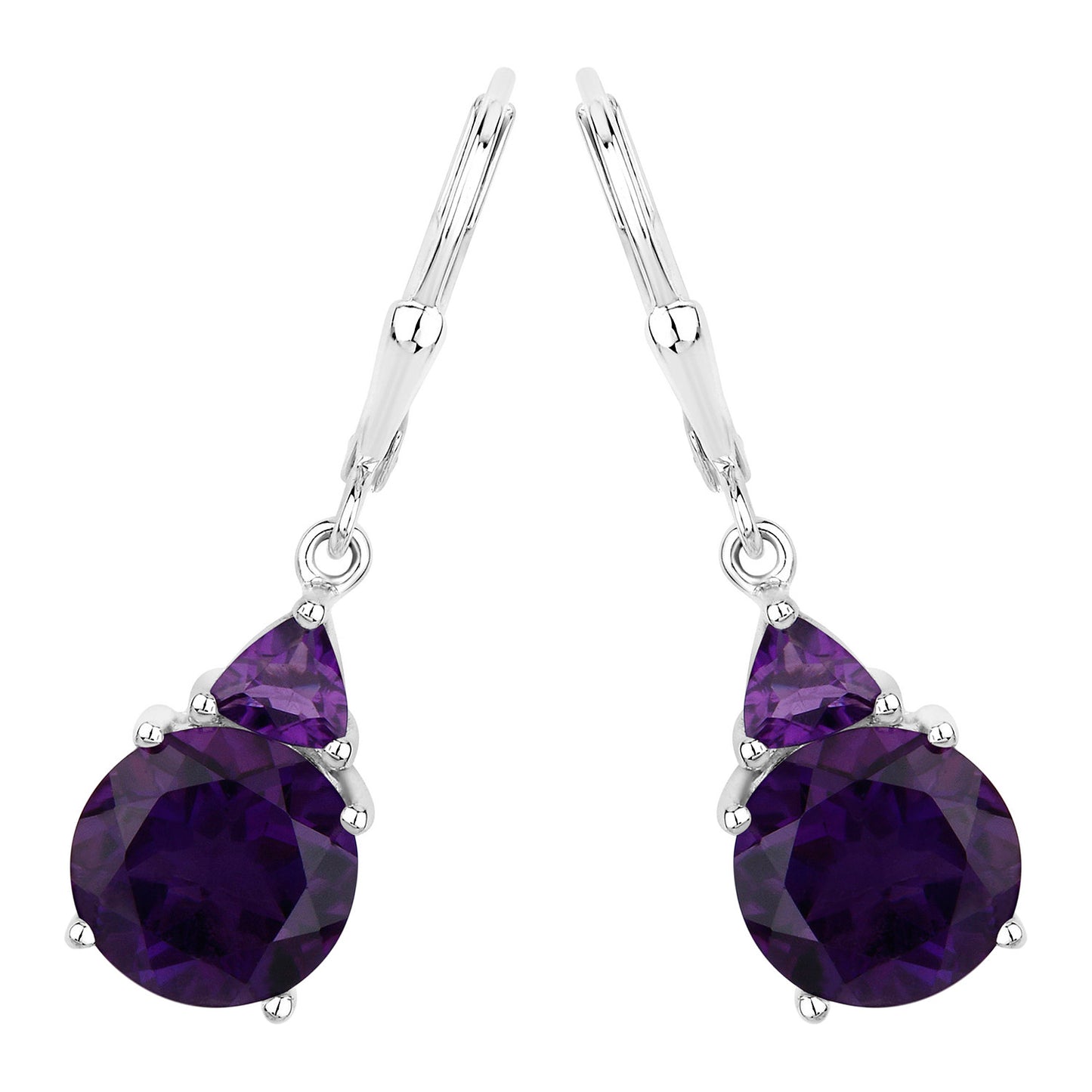Amethyst Earrings 5.26 Carats Sterling Silver
